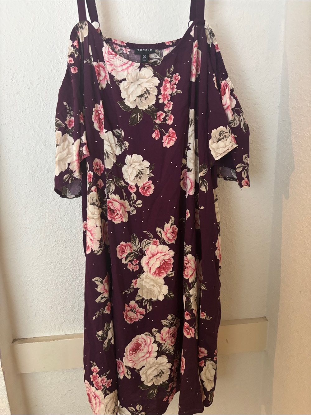 torrid Plum Floral Cold-Shoulder Maxi Dress